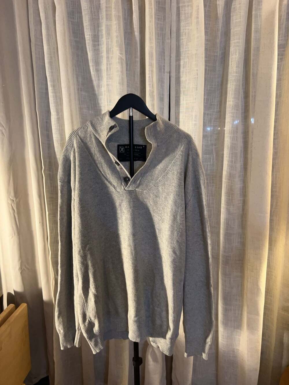 Marc Ecko Cut & Sew 3XL Gray Mock Neck Button Pullover Sweater